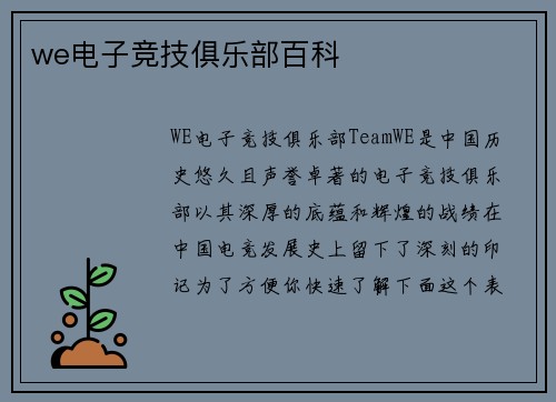 we电子竞技俱乐部百科